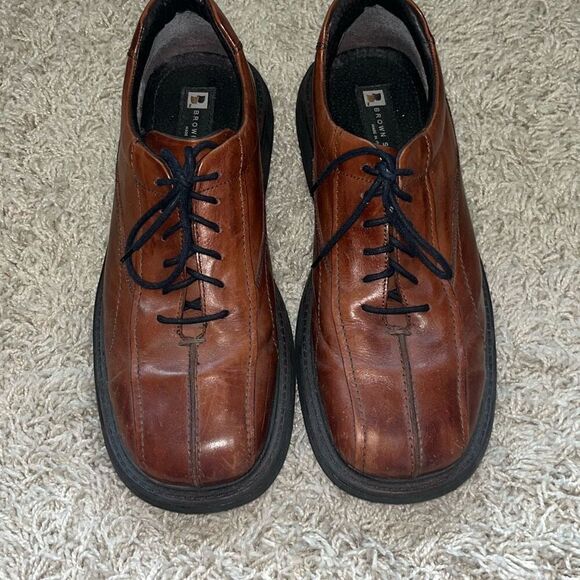 Brown Shoe Co Mens Shoes ITALY Made Genuine Leather Brown Lace Up Mens 12